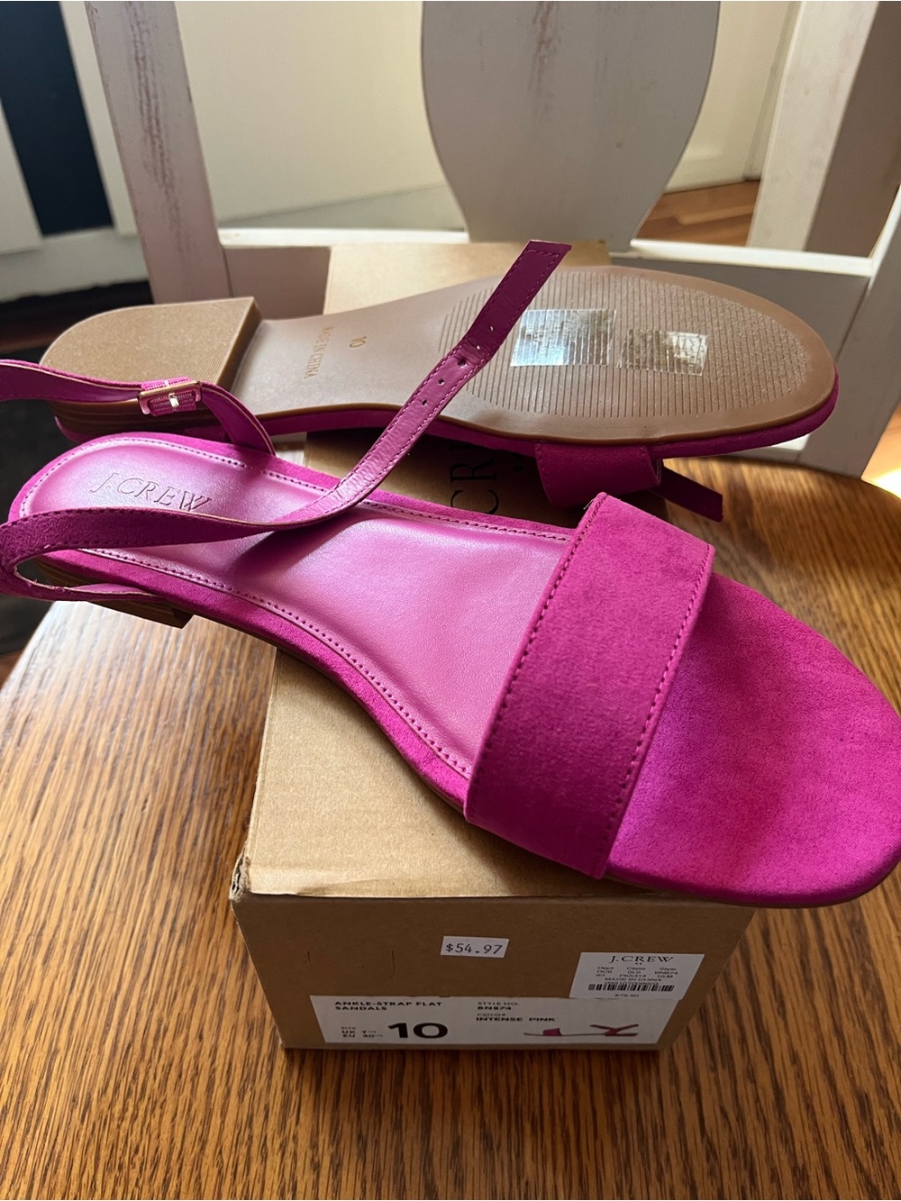 J. Crew Magenta Suede Slingback Block Heel Sandals